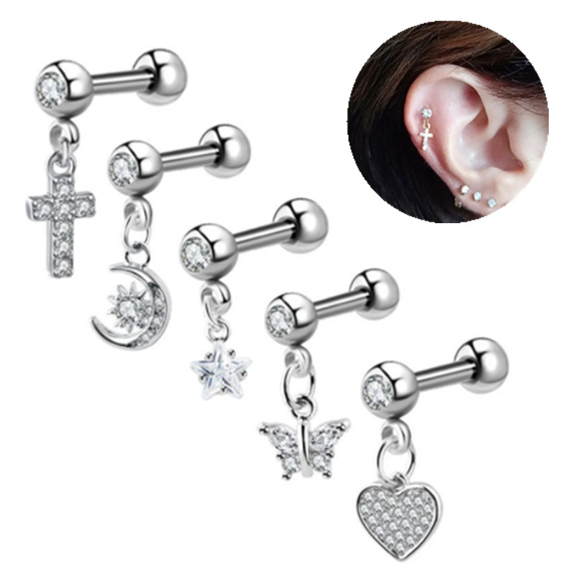 Rook Curved Barbell - Boucle d'oreille lune Cartilage 1 pièce,