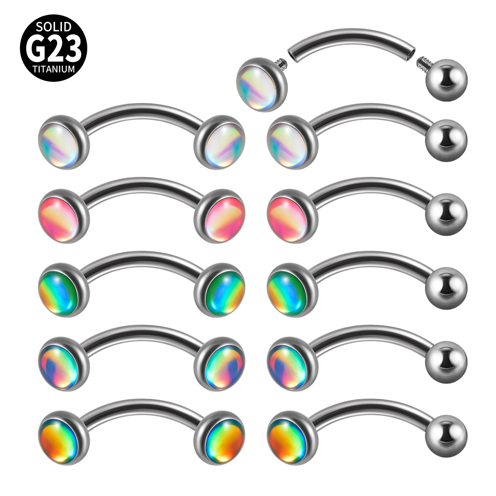 Rook Curved Barbell - 1PC G23 titane 16G Flash gemme