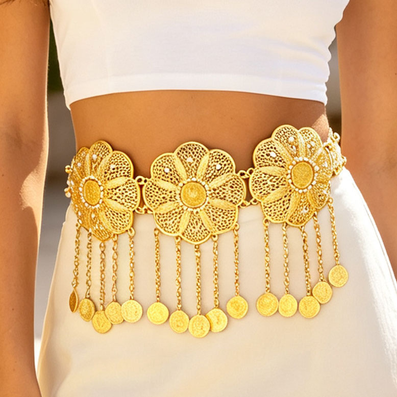 Body Jewelry Dubai - Ceinture de taille dorée en alliage
