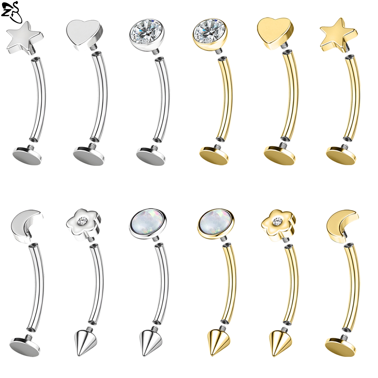 Rook Curved Barbell - ZS 1 PC 16G acier inoxydable