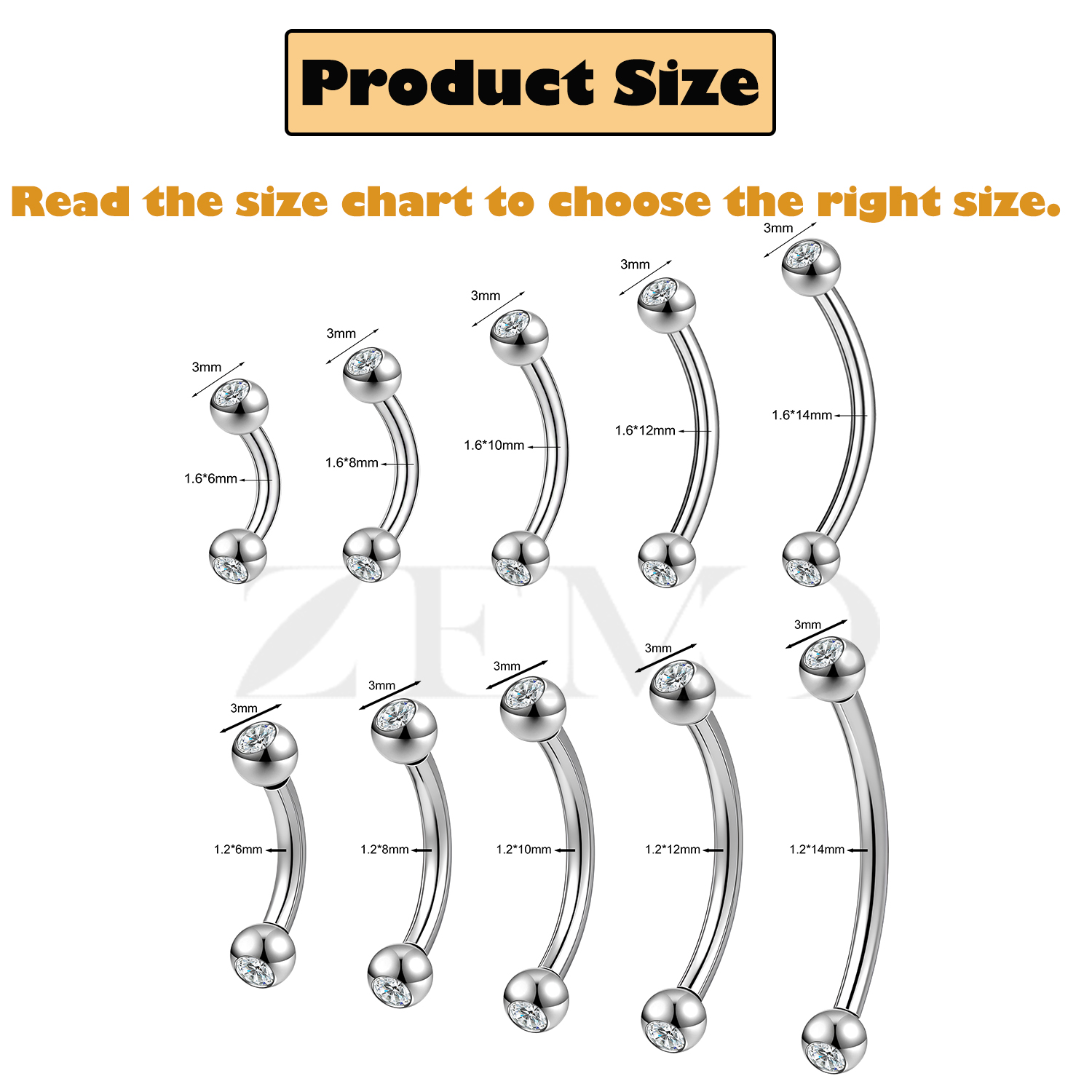 ZEMO 1PC 14/16G Acier Inoxydab - Rook Curved Barbell avis et prix