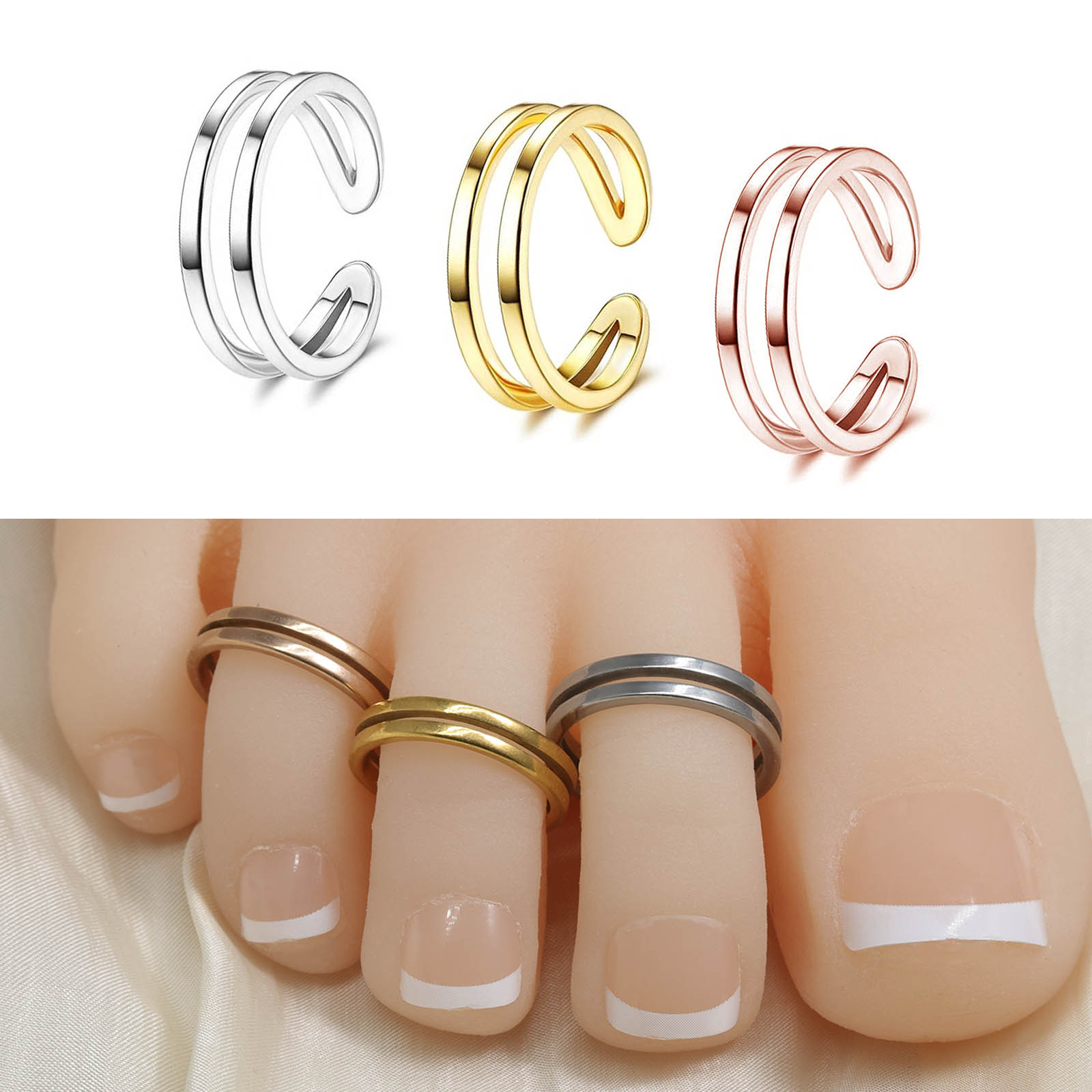 Bague d'orteil ajustable doubl - Body Jewelry Hoops avis et prix